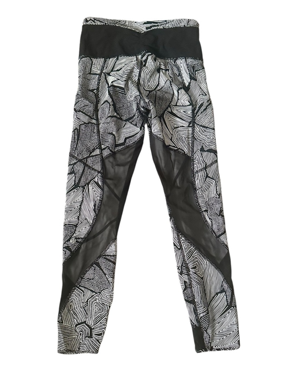 LULULEMON RARE Dottie Tribe Pace Rival Crop Leggings Black White 4